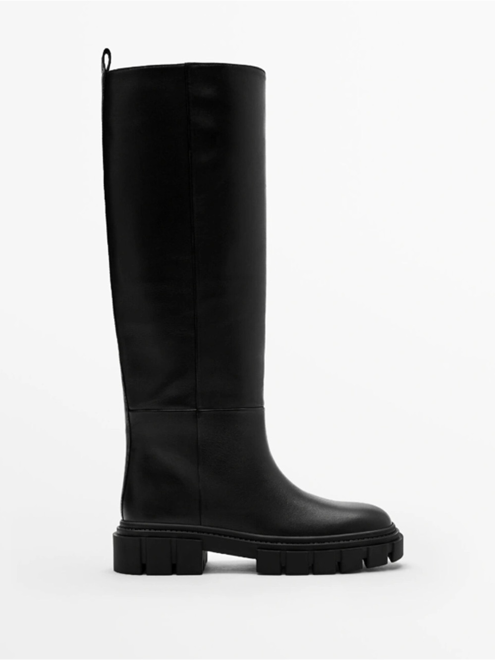 MASSIMO DUTTI LEATHER KNEE HIGH CHUNKY BOOTS SUPER TRACK SOLE 39